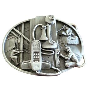 Vintage 1988 Siskiyou Co pewter belt buckle telephone lineman